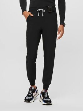 Figs Technical Collection - Tansen Black Jogger Pants with Gray Drawstring